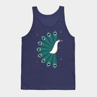 Ornamental Peacock on Blue Tank Top